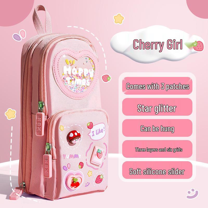 Three-Layer Backpack-Style Pencil Case for Girls: Large Capacity, Cute Design, Perfect for Elementary Students (2024 Model)