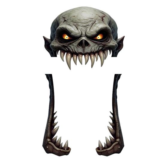 Front Door Background Decor Halloween Giant Skull Banner, Spooky Skeleton Porch Hanging Creative Scary Entrance Banners for Yard, Outdoor Party