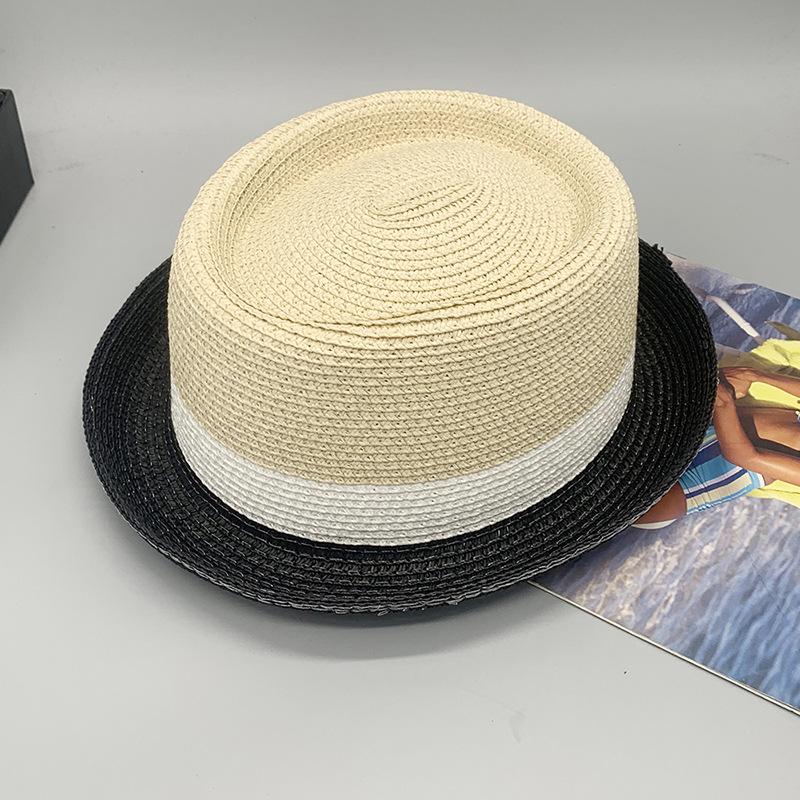 Straw Jazz Hat For Men S And Women S Handmade Woven Sunshade Jazz Straw Hat With Summer Hat Binding And Color Matching Design 55-58CM