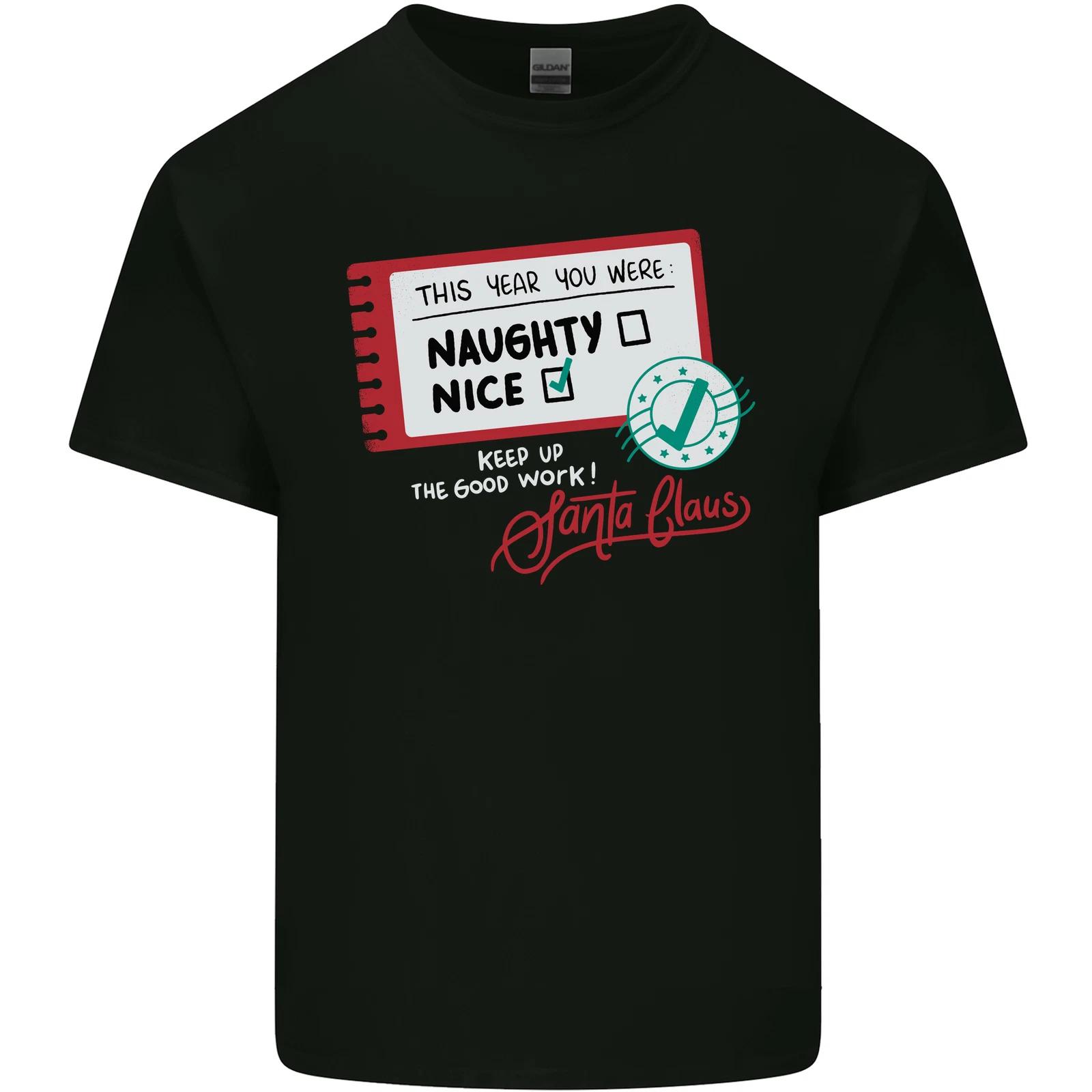 

Naughty Nice Funny Christmas Santa Claus Kids T-Shirt Childrens 4XL