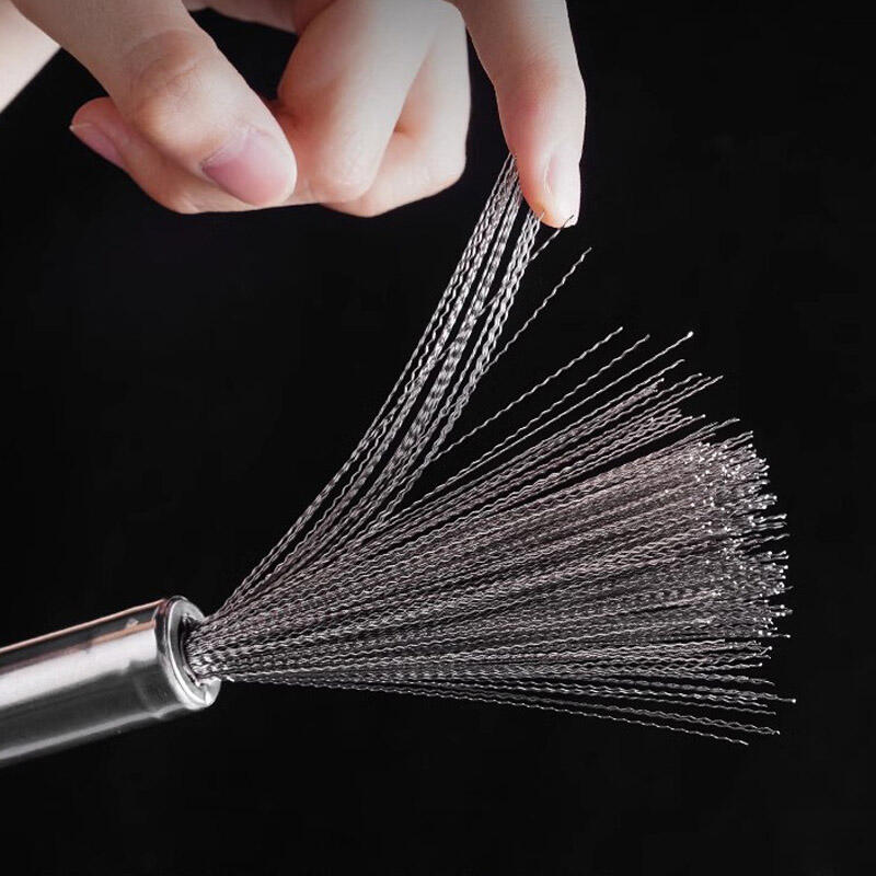 Stainless steel scrubber with handle, long handle, iron scrubber, DD-13082