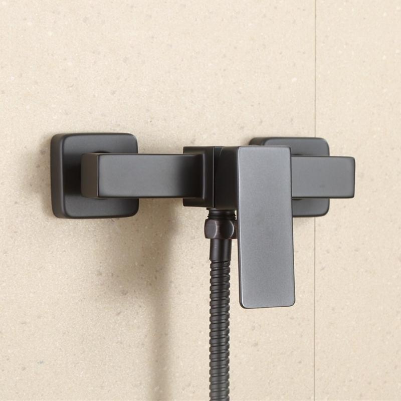 304 Stainless Steel Black Bathtub Faucet Bathing Shower Bathroom Wall Mounted Bath Tap Mixer Hot And Cold Water Single Handle