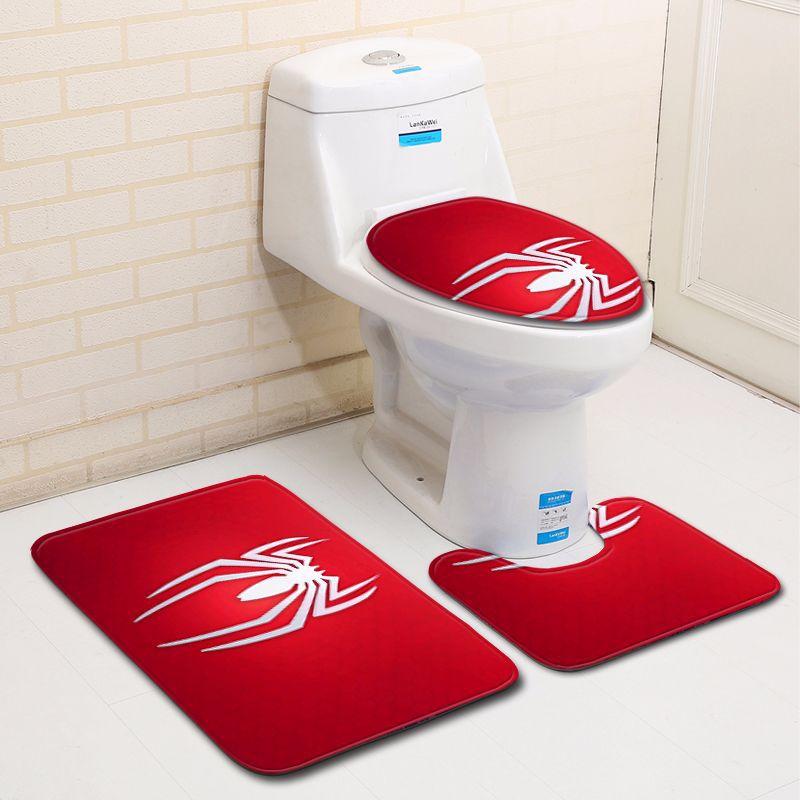 3D Spider Bathroom Toilet Three-Piece Floor Mat Door Mat Bathroom Carpet