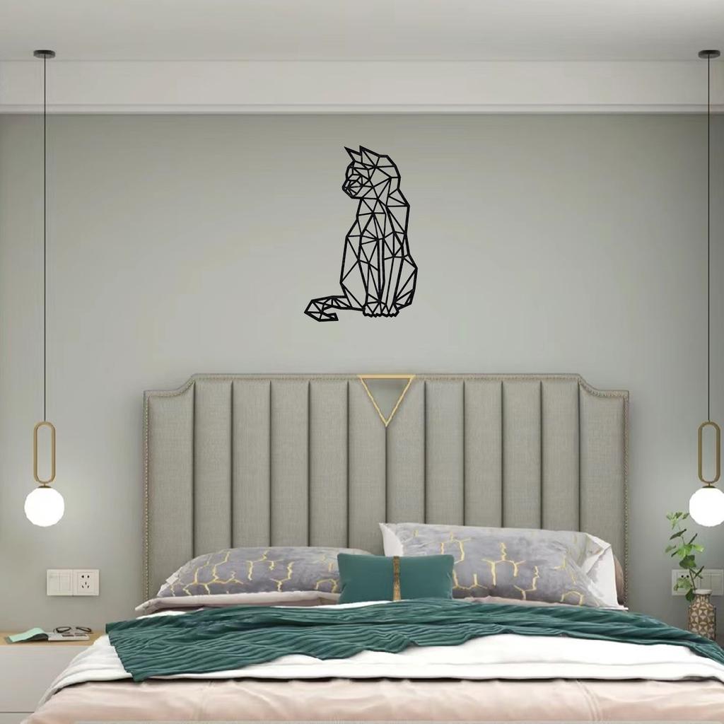 Metal Cat Wall Decor Wall Art Hollow Out Geometric Decor Polygonal Wall Artist Home Wall Art Decoration