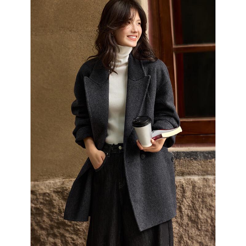 

XWI Women s Double-Faced Wool Peaked Lapel Coat L