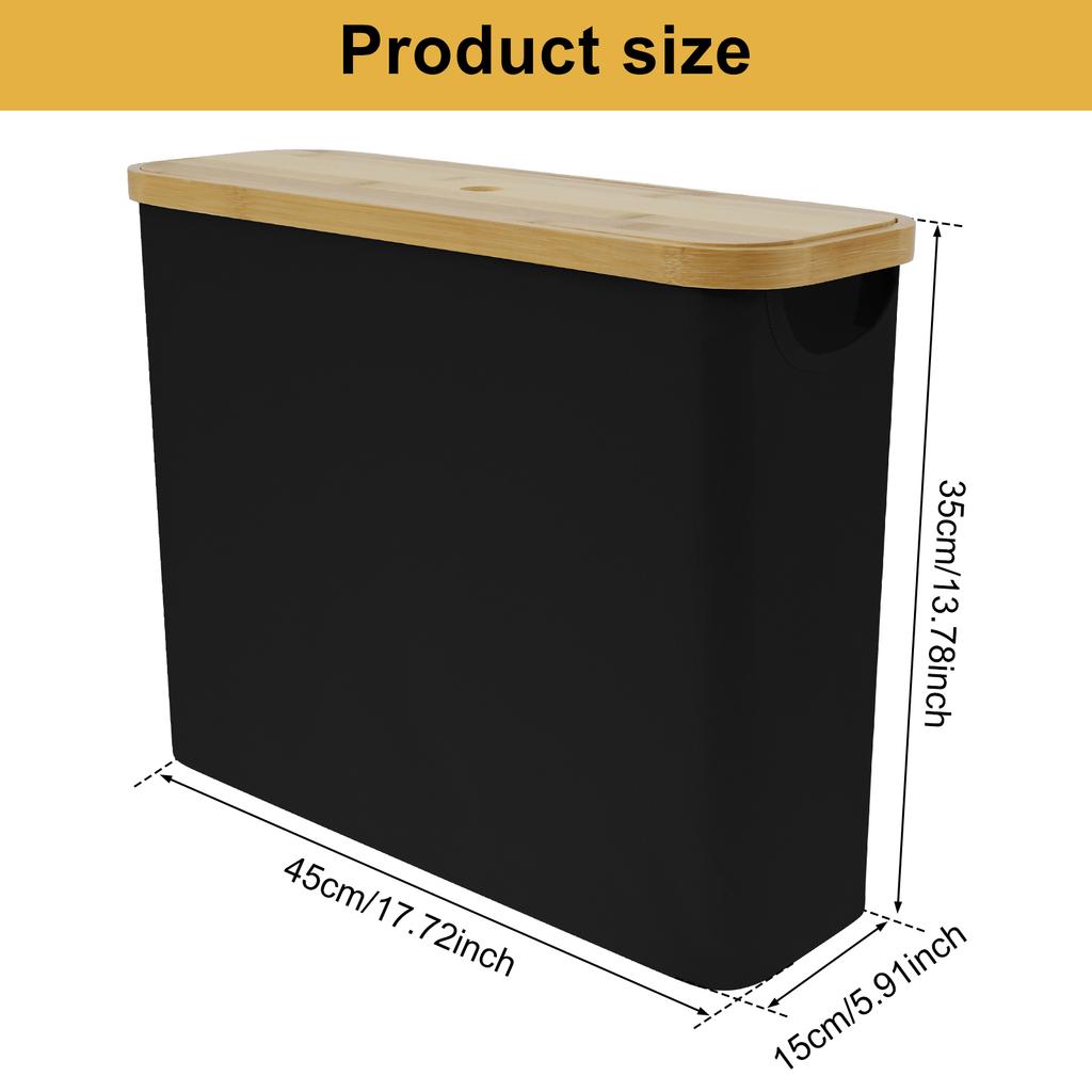 Cestino per la carta igienica da bagno, pieghevole, grande capacità, con coperchio in legno per l'organizzazione del bagno