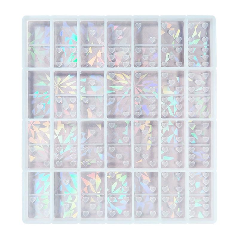 WTEMPO Mini Heart Shaped Dot Domino Silicone Molds DIY Laser Pattern Design Resin Molds Soft Handmade Liquid Molds Valentine's Day Holiday Gifts