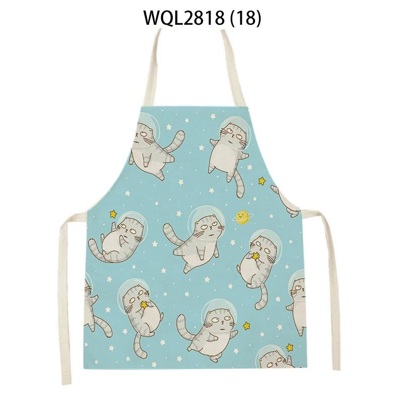 Cute Dog Cat Sheep Cattle Bear Animal Print Kitchen Aprons Women Men Linen Sleeveless Antifouling Apron Cooking Baking Waist Bib