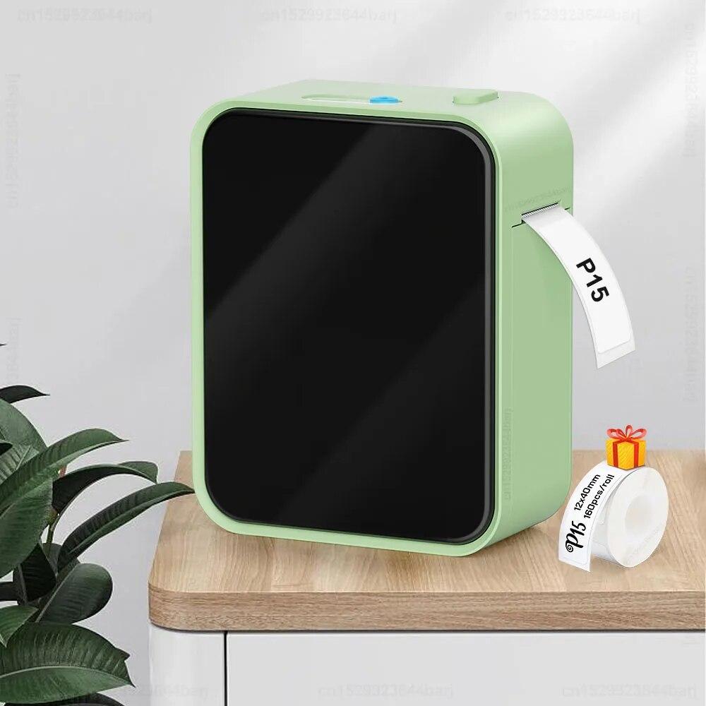 

Портативний пристрій для виготовлення етикеток P15 Адгезивний термопринтер етикеток Бездротовий Bluetooth-принтер наклейок із самоклеючим папером для етикеток P15 White Printer Set білий