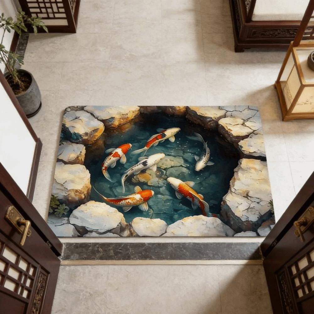 3D Flat Optical Illusion Doormat Non-slip Bedroom Door Rug Creativity Bathroom Carpet  Home Decor
