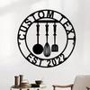 Metal Kitchen Wall Art Cutlery Sign, Personalized Name Farmhouse Decor, Custom Metal Art for Kitchen
