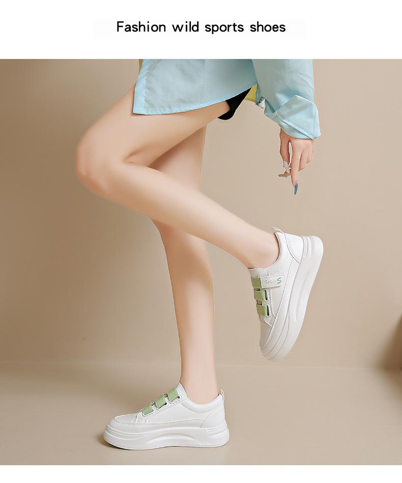 Dámské podzimní bílé tenisky na suchý zip v korejském stylu 2024 – Prodyšné, ležérní, sportovní boty
