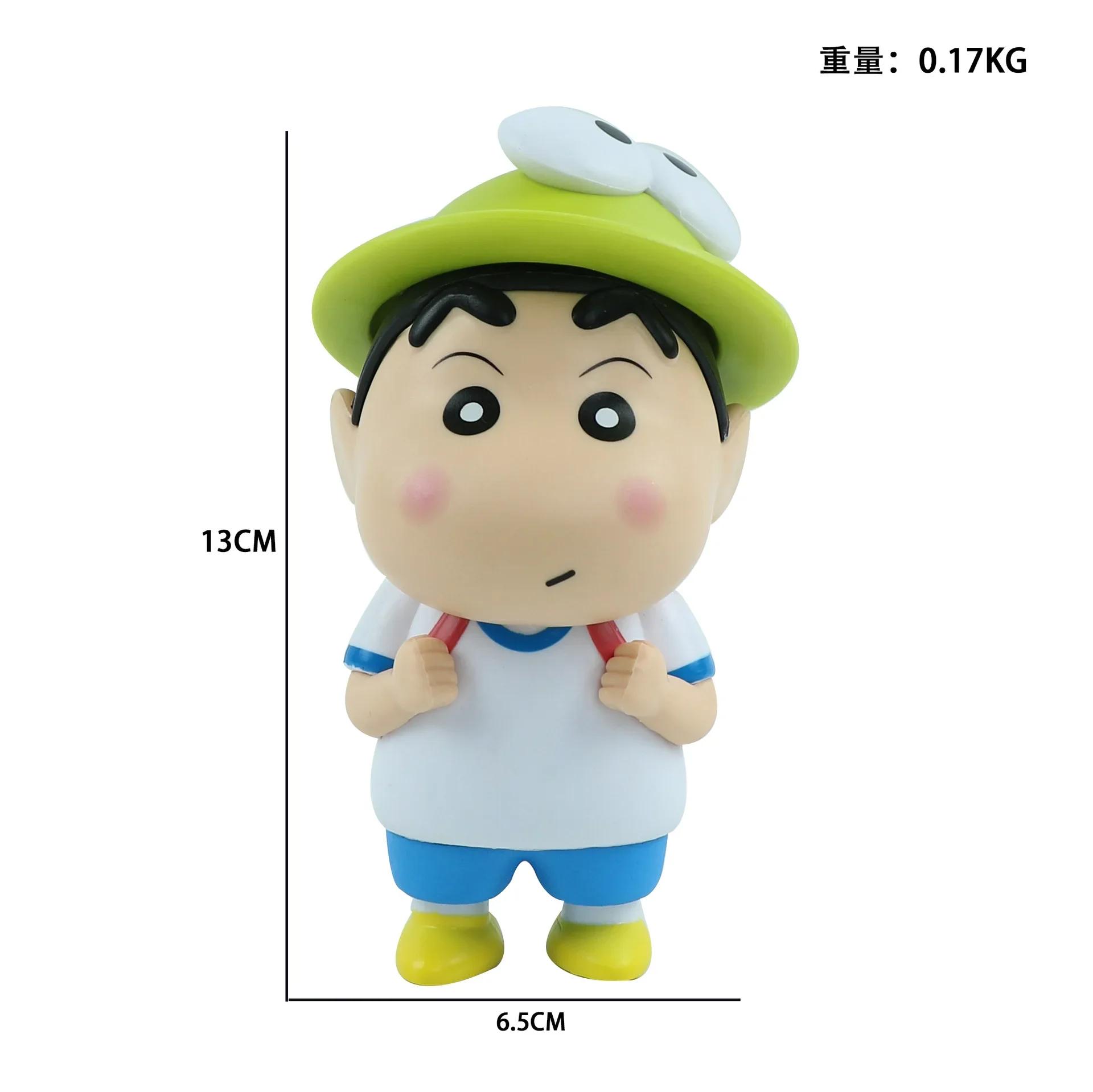 

13CM Anime Crayon Shin-chan Frog cap Q version Cute And Charming Figure PVC Model Playthings Doll Office desktop Ornaments Children Gifts