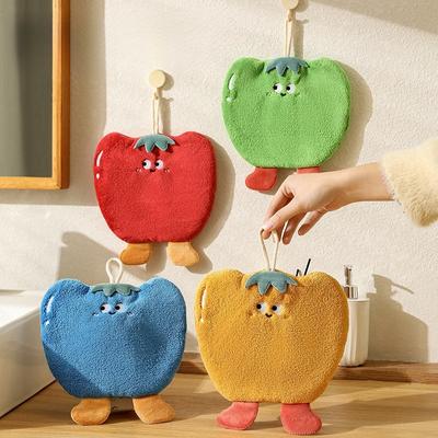 Cute Cartoon Vegetable Hand Towel Hanging Thick Coral Fleece Kitchen and Bathroom Hand Towel Quick Drying Towel Handkerchief