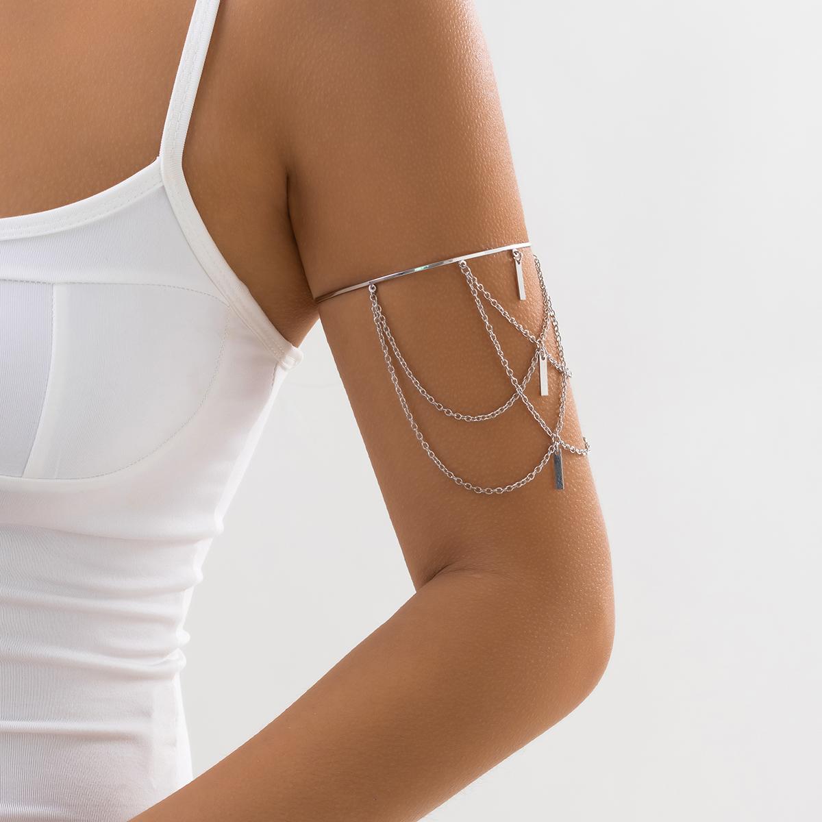 

Ingemark Vintage Multilayer Stick Tassel Pendant Upper Armband Cuff Open Bangles for Women Long Chain Arm Body Bracelet Jewelry