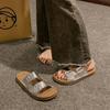 2025 summer new belt buckle half slippers women's non-slip casual Boken versatile retro one-word open-toed cool slippers