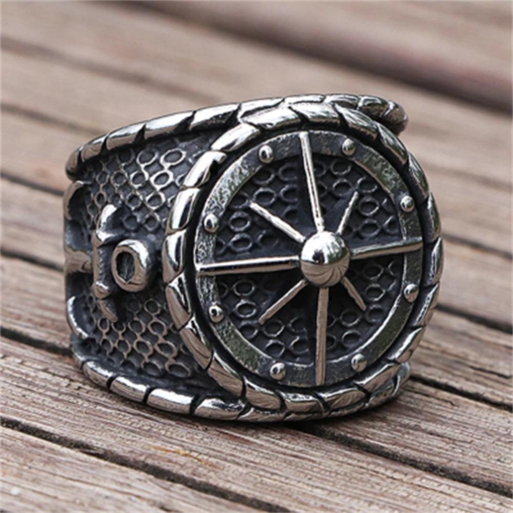 

Retro Niche Hip-hop Creative Trend Viking Compass Ring New Simple Punk Nordic Cyclist Anchor Ring Men s Sailor Amulet Jewelry 12
