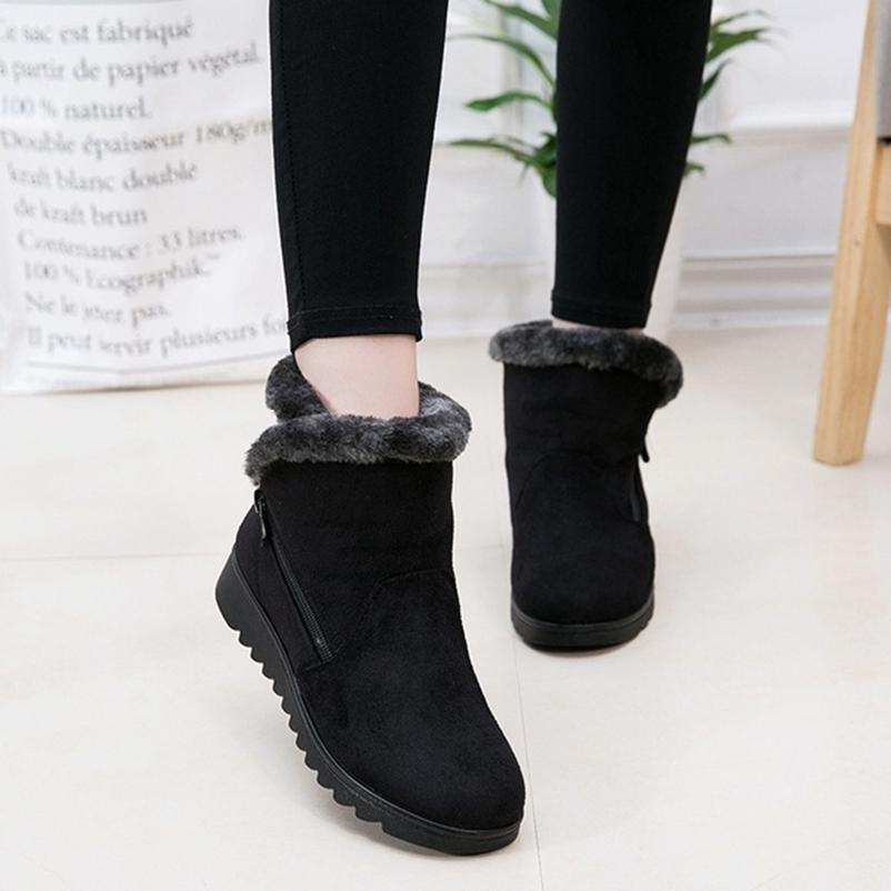 Women Fashion Winter Waterproof Ankle Rain Keep Warm Fur Footwear Boots