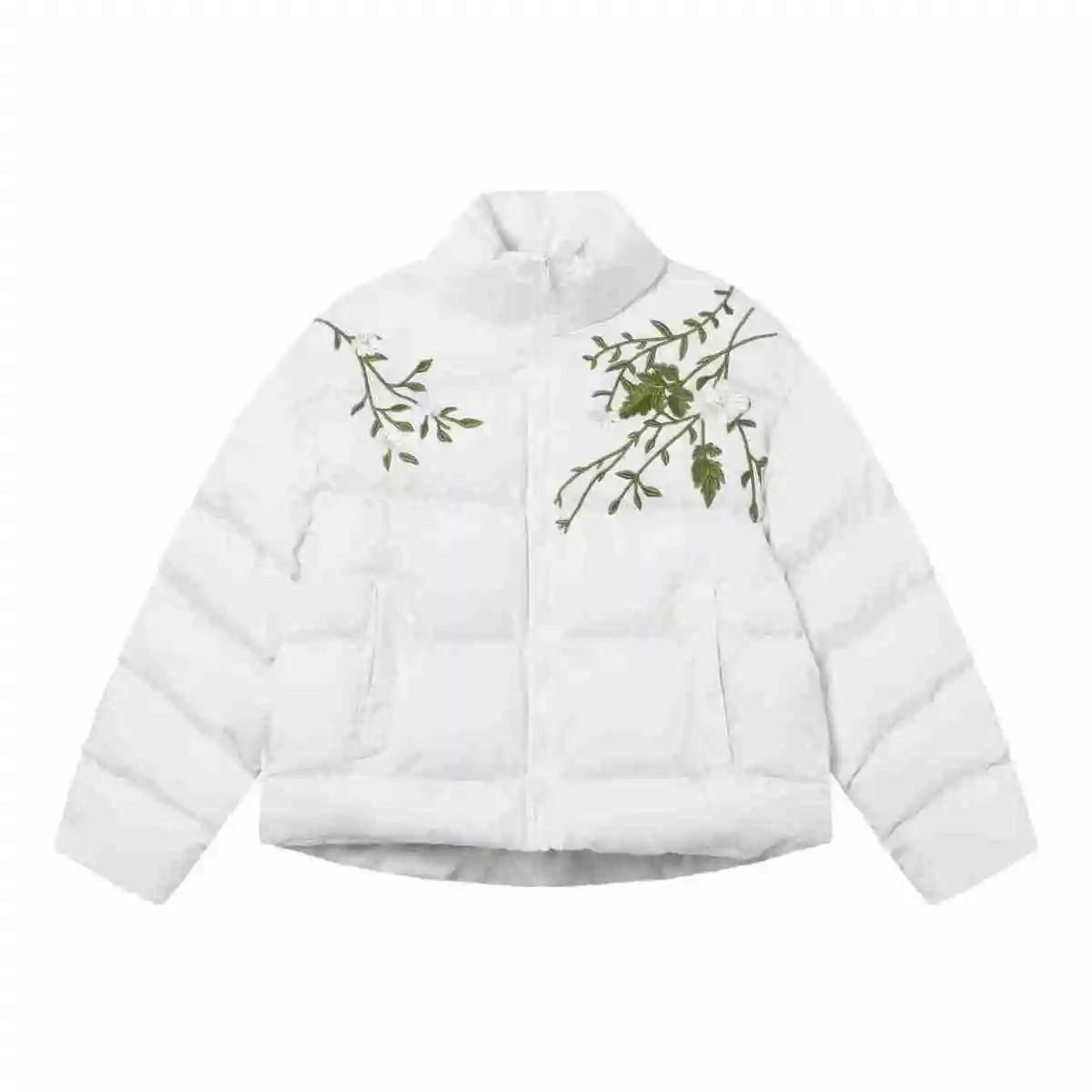 

Men s Trendy American Street Style Zippered Cotton Jacket with Floral Wreath Design Medium абрикосовий