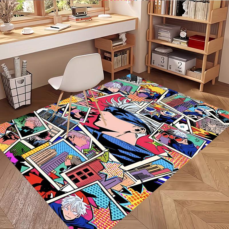 Jujutsu Kaisen Print Rug, Washable Floor Carpet, For Entryway Dorm Laundry Room Office Study, Home Decor Birthday Christmas Gift