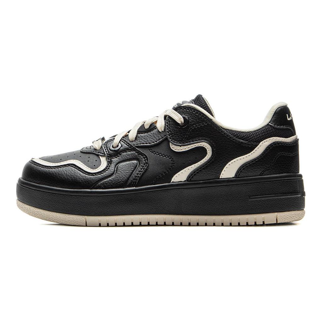 Li Ning Cheese Slip Resistant Cushioning Abrasion Resistant Lightweight Low Top Skateboard Shoes Women's Black AGCV098-4