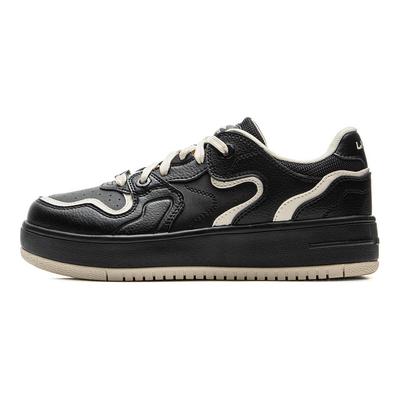 Li Ning Cheese Classic Fashion Casual Versatile Non-Slip Shock Absorbing Durable Lightweight Low-Top Skate Shoes Women Sneaker Black AGCV098-4