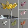 Artificial Moth Orchids 2 Fork Realistic Fake Silk Flower Wedding Party Home Office Table Centerpiece Faux Phalaenopsis Floral Branch Decoration