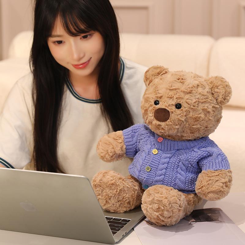 Cute Sweater Bear Plush Toy Little Girl Hugs Bear Bed Hugs Sleeping Bear Doll Children'S Day Gift