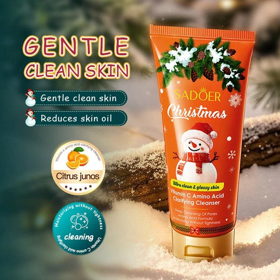 3pcs Christmas Vitamin C Amino Acid Cleansing Milk SADOER Facial Cleanser