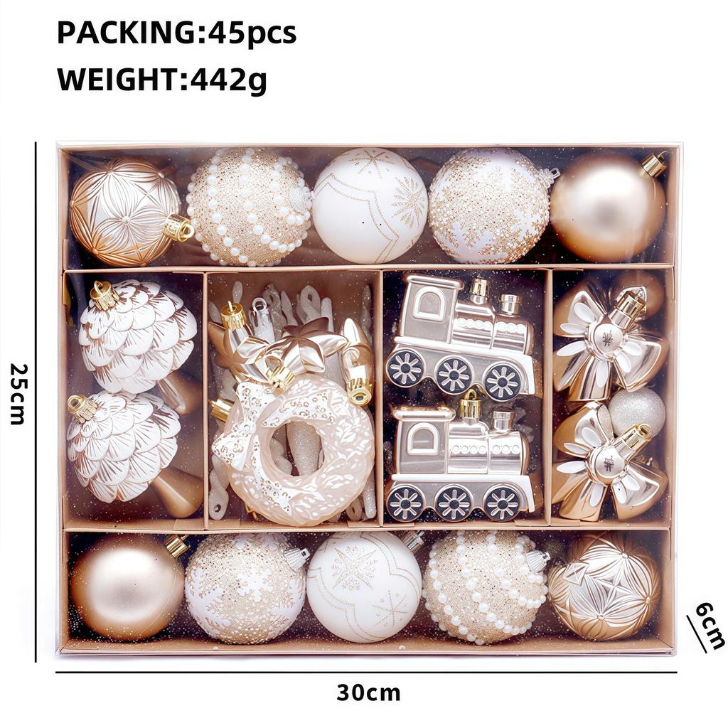 Neueste Champagner Gold Weihnachts-Kugeldekorationen Frohe Weihnachten Baumschmuck Exquisite geformter Weihnachtsanhänger Party-Dekoration Kugel