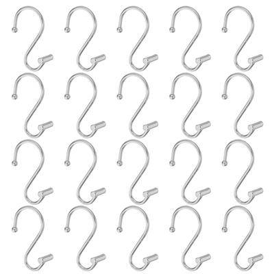 24Pcs Bathroom Shower Curtain Hooks S Design Metal Shower Rod Hooks for 29Mm Rod Vintage Decorative Corrosion Resistant Iron