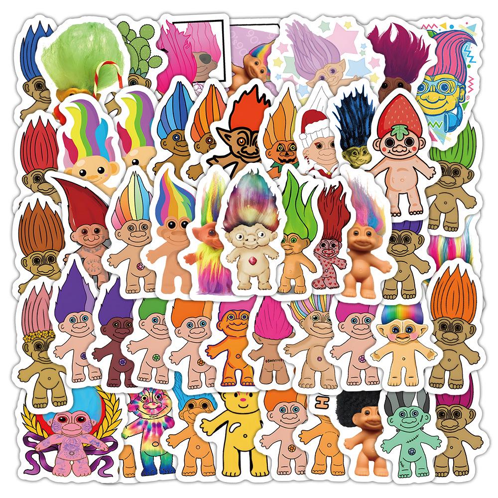 60pcs Creative Troll Doll Stickers for Cars, Guitars, Skateboards & More