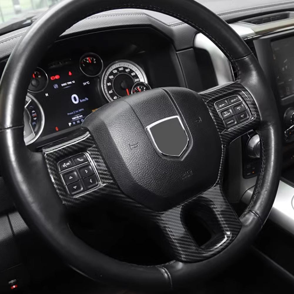 Car Steering Wheel Decoration Panel Cover Stickers for Dodge RAM 2010 2011 2012 2013 2014 2015 2016 2017 Auto Interior