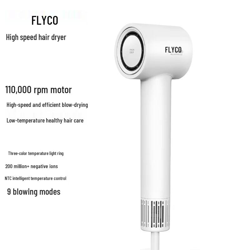 FLYCO High-Speed Ionic Hair Dryer CN plug (adapter included)