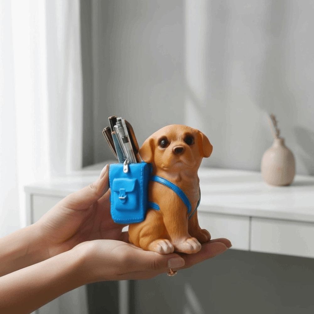 Waterproof Dog-Shaped Pencil Cup Resin Stationery Storage Box Makeup Brush Holder  Students