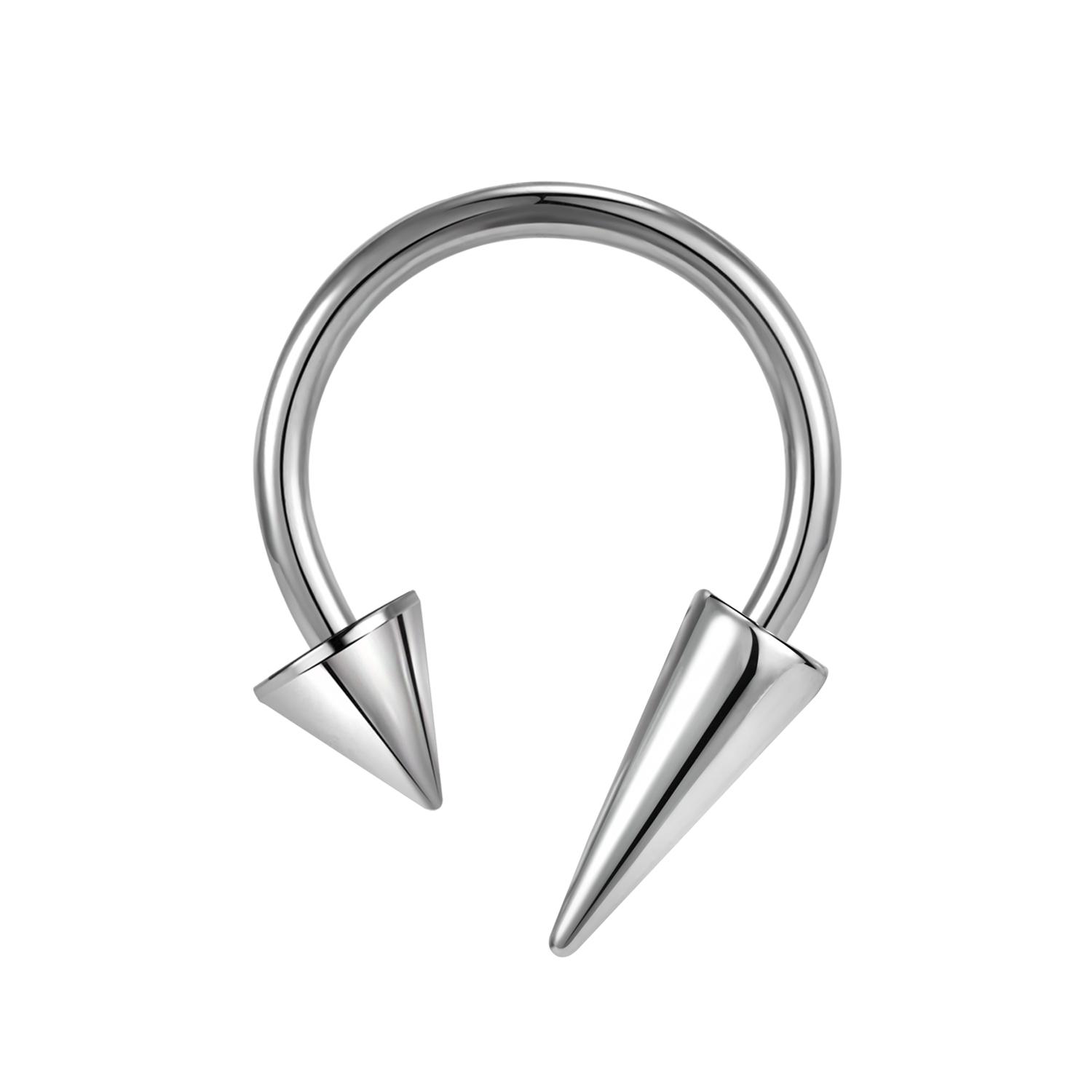 

ZS 16G Cone Septum Ring Stainless Steel Horseshoe Nose Piercing Spike Lip Rings Black Color Tragus Helix Earring Body Jewelry 1.2MMx12MM
