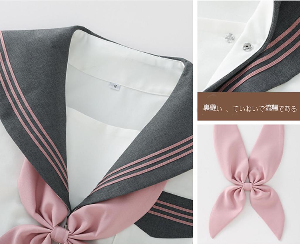 TUAHOUS Sailor Uniform Cosplay Authentic Uniform with Three Grayish Kanto Open Pleated Cute School School British Junior High School Cultural Costume