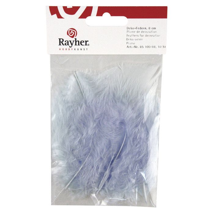 Plumes de décoration Bleu clair 8 cm