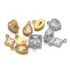 5pcs Stainless Steel Small Heart Square Zircon Drop Necklace Cross Charms for DIY Women Necklace Bracelet Jewelry Earring Making