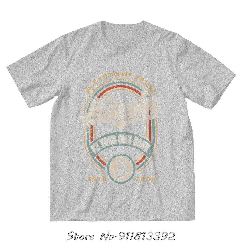 Vintage Bitcoin W Crypto We Trust Koszulka Męska Moda Koszulka Zabawna Hip Hop Streetwear Odzież Męska Oversize Koszulka