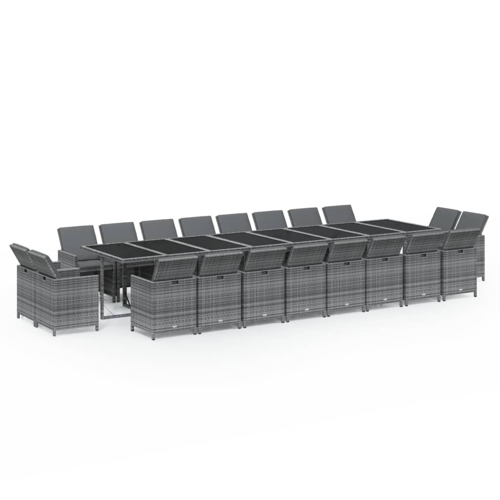 Vidaxl 21-Cz. Garden Furniture Set With Cushions, Poly Rattan, Grey