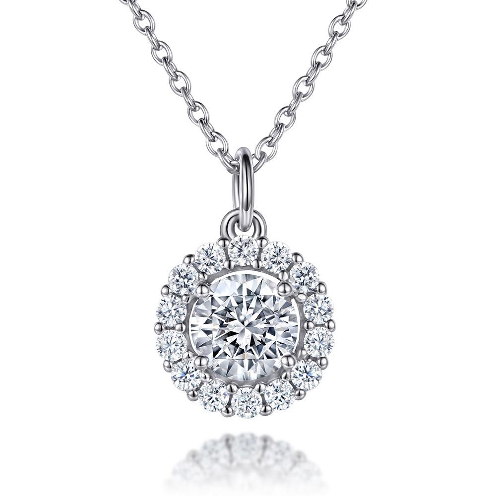 

S925 sterling silver constellation colored treasure European and American necklace fashion rose gold collarbone chain gemstone pendant 925 silver