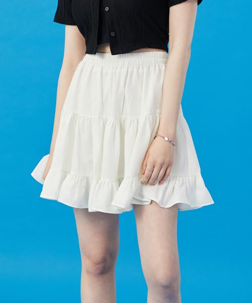 KOLEAT Women Cooling Refrigerator Tiered Pleated Mini Skirt [White] Short Skirt Ver.