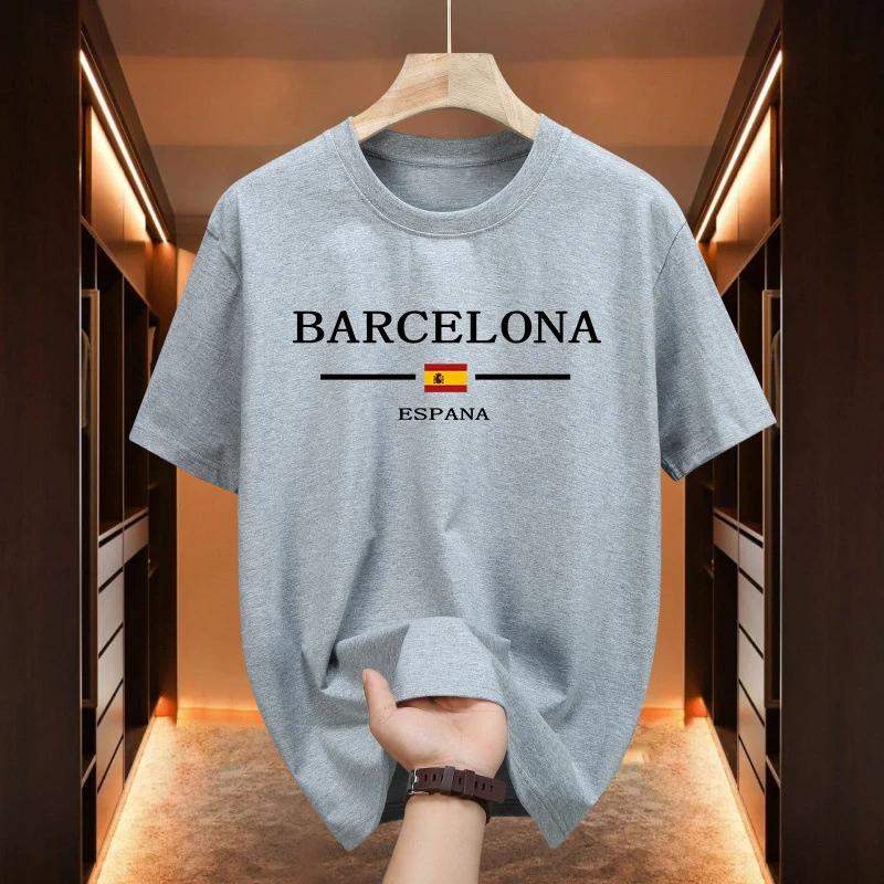

Barcelona Printed Tshirts for Men High Quality 100 Cotton Oneck Short Sleeve Tops Home Outdoor Casual Soft Tees Mens Clothes 4XL