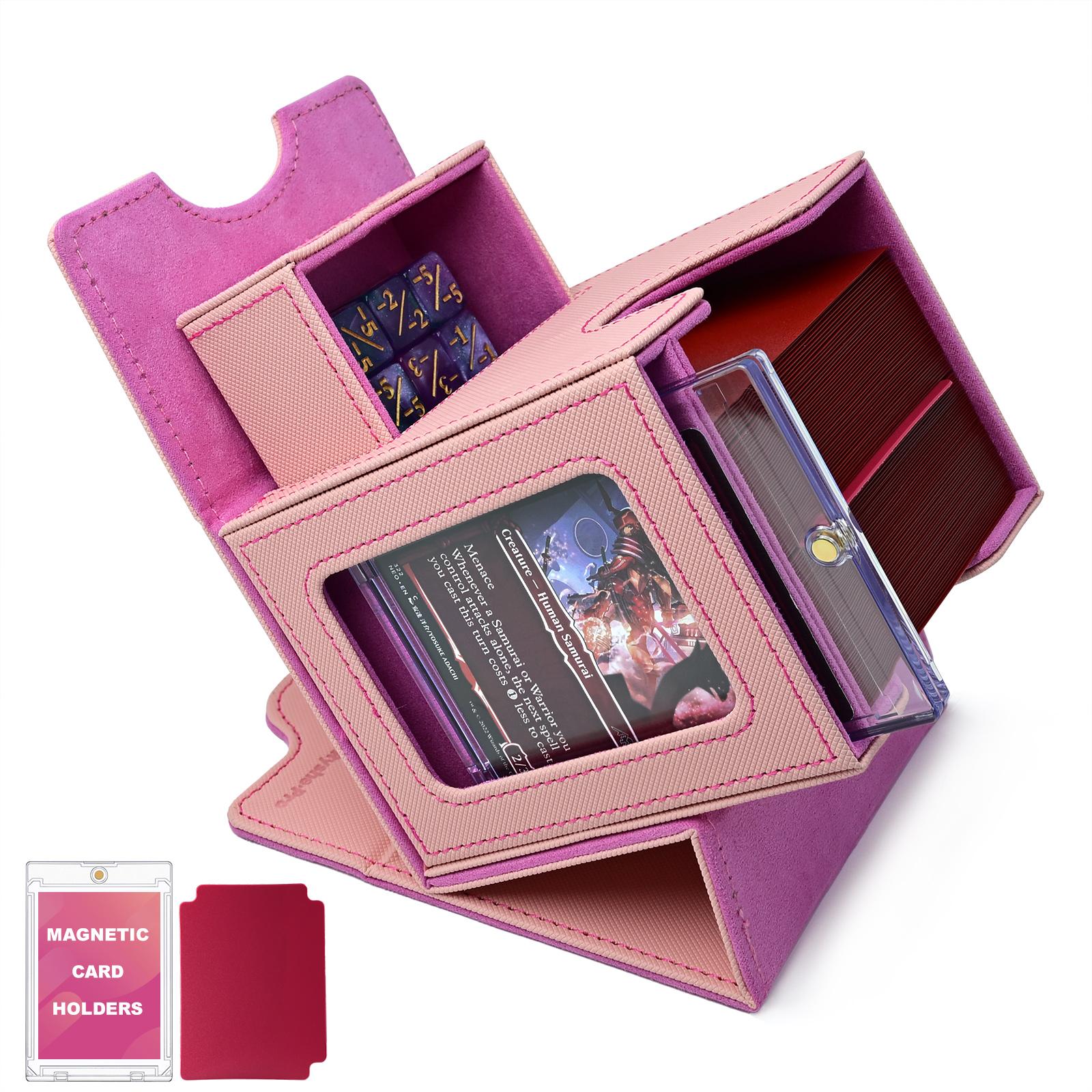 

Commander Deck Box with Display Window Deck Case for MTG Fits 100+ Double-Sleeved Cards Magnetic Card Storage Box for TCG PTCG розовый