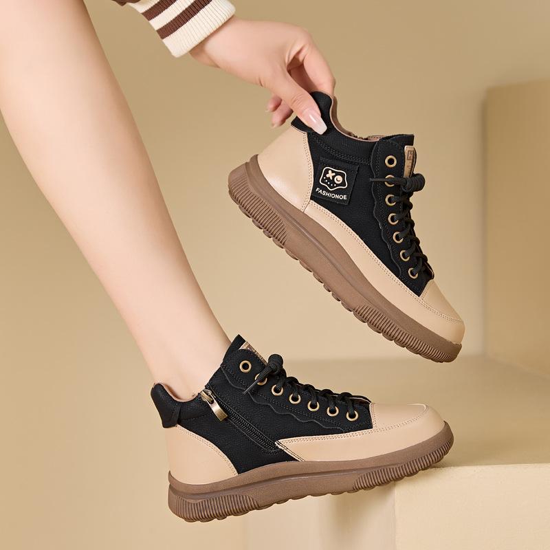 

Fashion GKTINOO Genuine Leather Women s Flat Sneakers Autumn Platform Shoes Ladies Casual Shoes Comfortable Ankle Boots 40