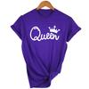 Queen Couples Women T Shirt Crown Printing Couple Clothes Summer Clothing Casual Round Neck Tops
