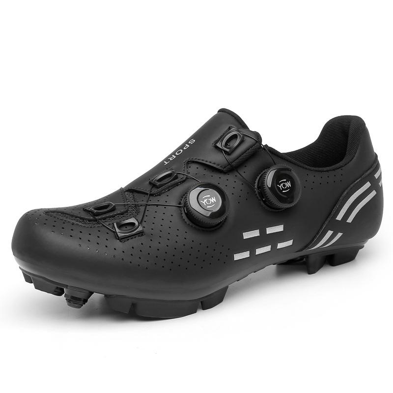 T2021 Cycling Shoes: Versatile Men's and Women's Bicycle Footwear with Rotary Buckle, Lock and Lockless Options, Durable Leather Surface