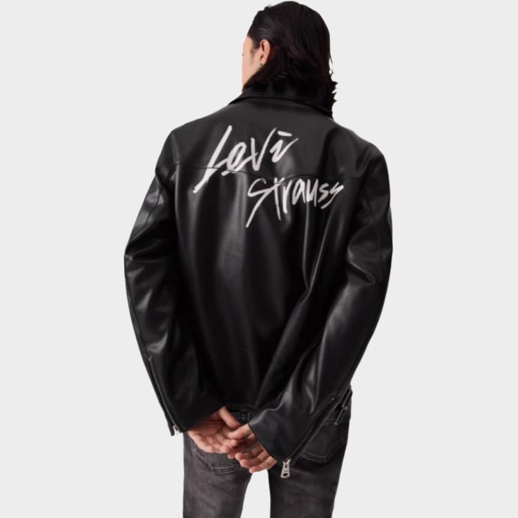 Levis Faux Leather Lapel Loose Jacket Women Jackets 002XL-0000
