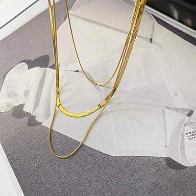 Titanium Steel Layered Necklace with Pendant - Versatile Clavicle Chain for Women, European & American Fashion.